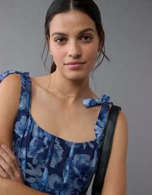 AE Corset Tie Strap Floral Mini Dress