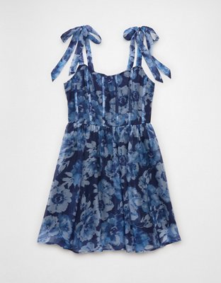 AE Corset Tie Strap Floral Mini Dress