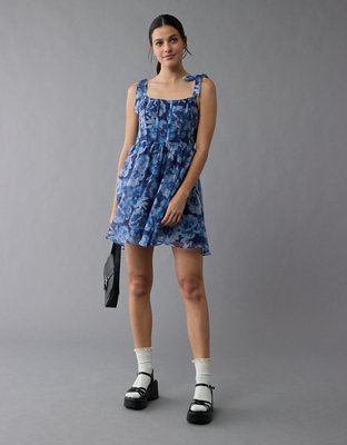 AE Corset Tie Strap Floral Mini Dress