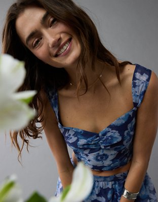 Ensemble jupe longue en organza à motif floral AE