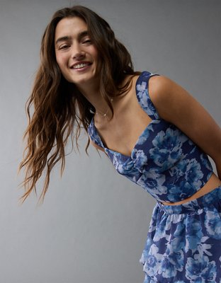 Ensemble jupe longue en organza à motif floral AE