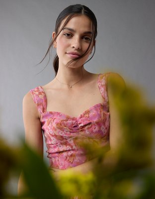 Ensemble jupe longue en organza à motif floral AE
