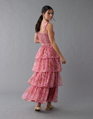 AE Floral Organza Maxi Skirt Set