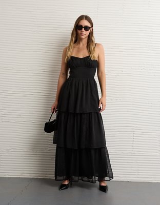 chinese dress ladies Moore Black Tiered Maxi Dress main image 1