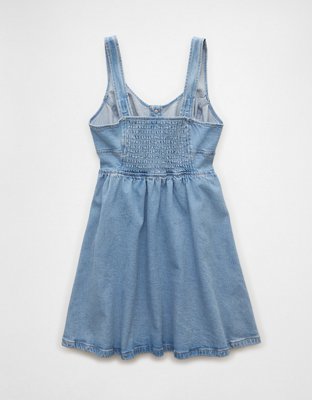 AE Vestido Corto de Denim con Corsé y Botones