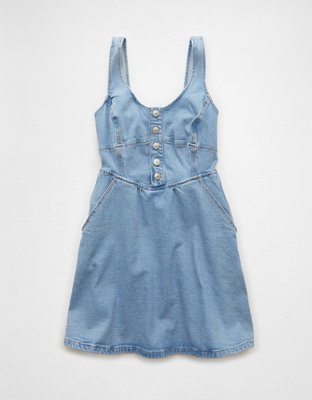 AE Corset Button-Up Denim Mini Dress