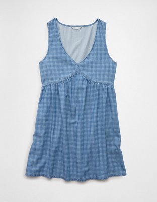 AE V-Neck Denim Striped Mini Shift Dress