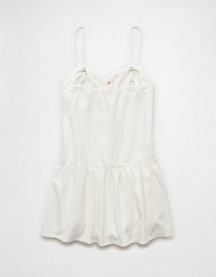 AE V-Neck Button-Up Denim Mini Dress