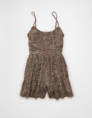 AE Ruched Bodice Leopard Corset Romper