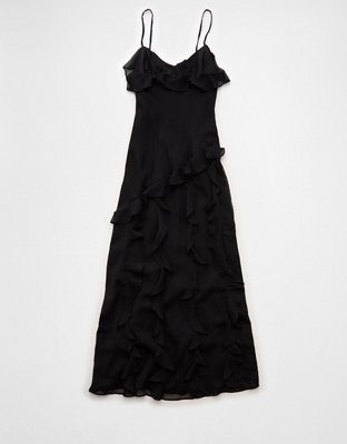 AE Asymmetrical Ruffle Maxi Slip Dress