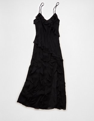 AE Asymmetrical Ruffle Maxi Slip Dress