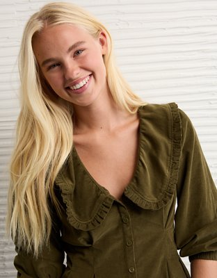 AE Button-Front Mini Dress