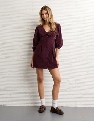 AE Button-Front Mini Dress