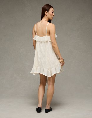 AE Lace Handkerchief Hem Ruffle Mini Dress