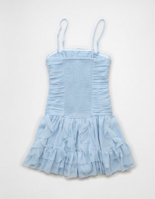 AE Strapless Drop Waist Ruffle Mini Dress