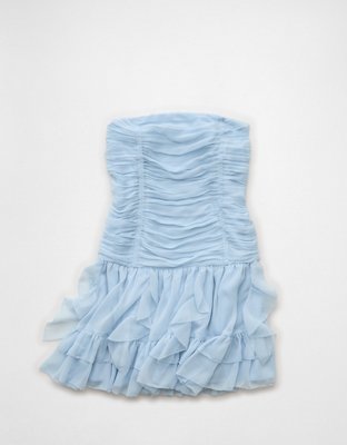 AE Strapless Drop Waist Ruffle Mini Dress