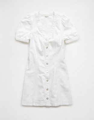 AE Puff Sleeve Denim Shift Dress