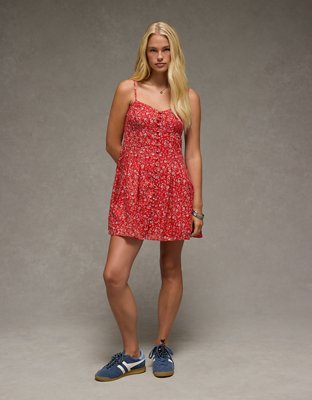 AE Vestido Corto con Botones y Escote Corazón