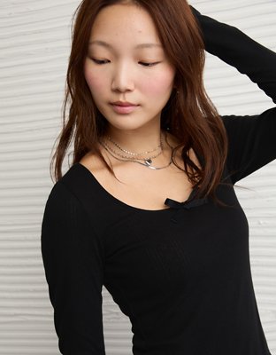 AE Pointelle Puff Sleeve Mini Dress