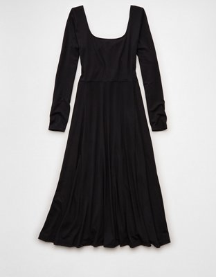 AE Square Neck Side Slit Midi Dress