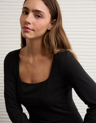 AE Square Neck Side Slit Midi Dress