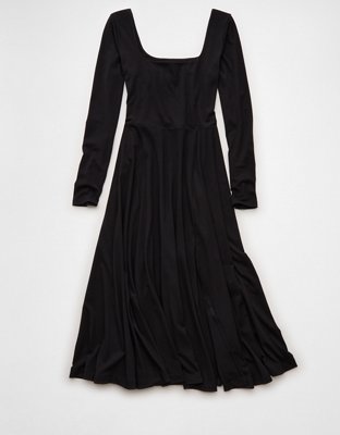 AE Square Neck Side Slit Midi Dress