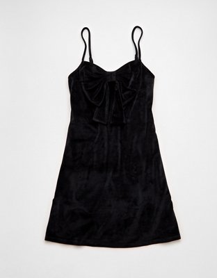 AE Strapless Velvet Knit Bow-Front Mini Dress