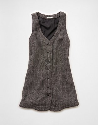 AE Button-Front Pinafore Mini Dress