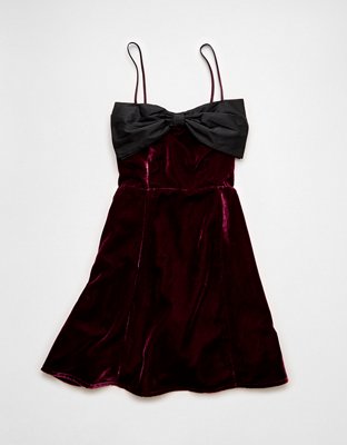 AE Bow Front Mini Dress Womens Burgundy S 28$