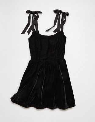 AE Tie-Strap Velvet Mini Dress