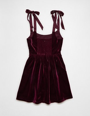 AE Tie-Strap Velvet Mini Dress