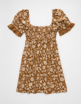AE Printed Lace Tie Front Mini Dress