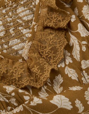 AE Printed Lace Tie Front Mini Dress