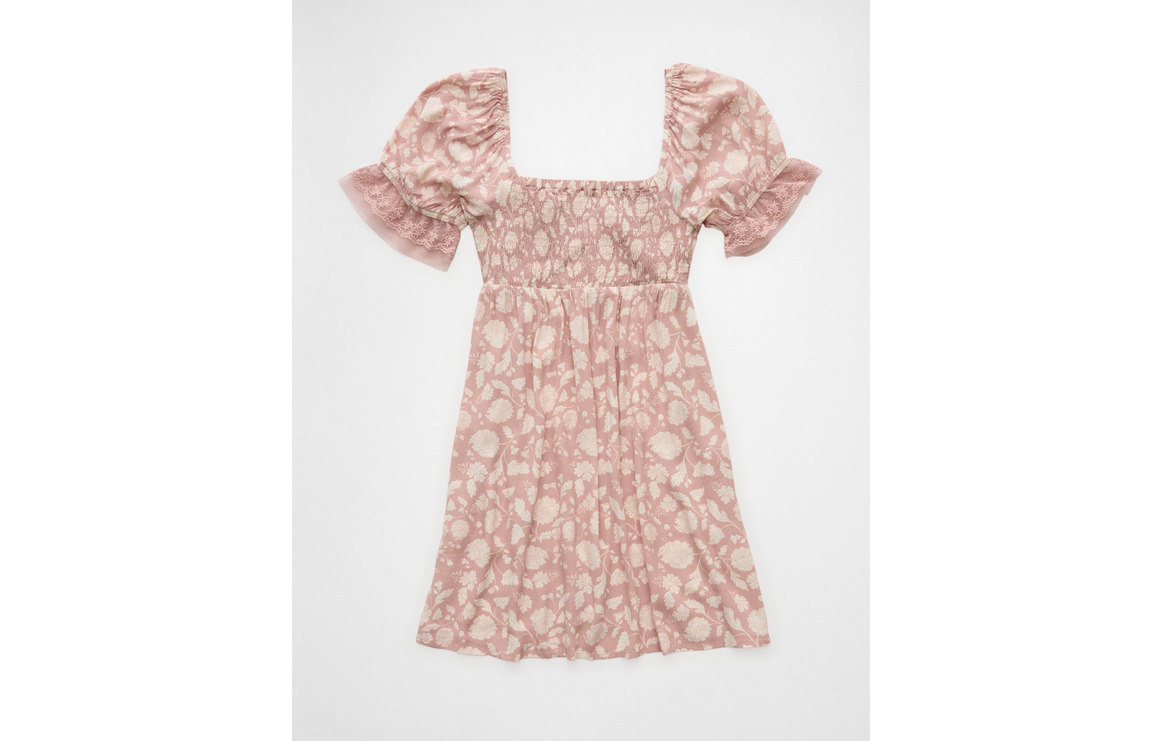 AE Printed Lace Tie Front Mini Dress