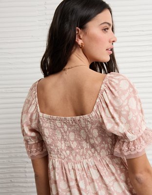 AE Printed Lace Tie Front Mini Dress