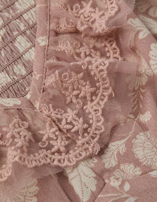 AE Printed Lace Tie Front Mini Dress