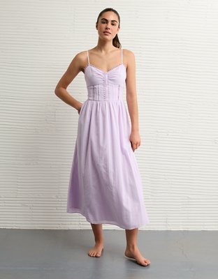 AE Catie Corset Button-Up Midi Dress