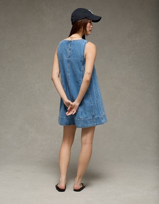 AE High Neck Denim Shift Dress