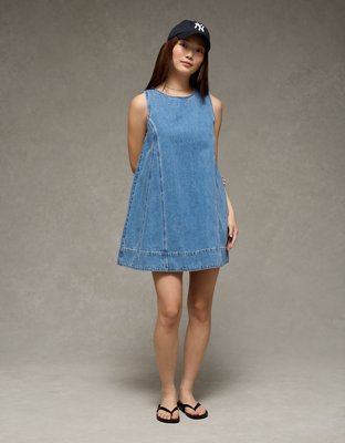 AE High Neck Denim Shift Dress