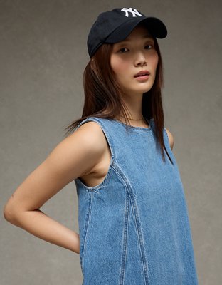 Minirobe tube en denim à encolure montante AE
