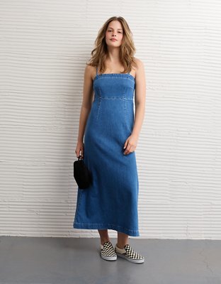 AE Strappy Tank Denim Midi Dress