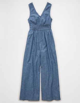 AE Tie-Front Lace Trim Jumpsuit