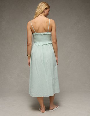 AE V-Neck Smocked Midi Dress