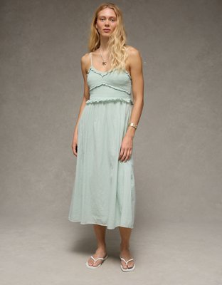 AE V-Neck Smocked Midi Dress