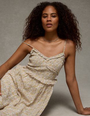 AE V-Neck Smocked Midi Dress