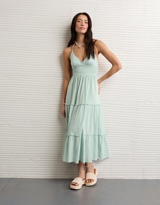 AE Smocked Babydoll Midi Dress | American Eagle