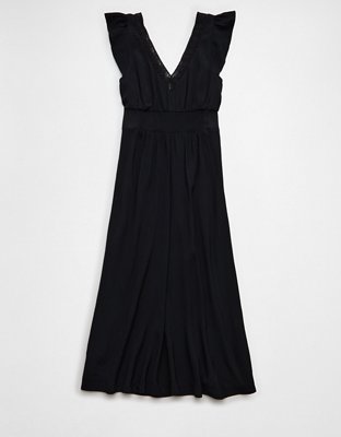 AE Short Sleeve V-Neck Midi Dress | American Eagle