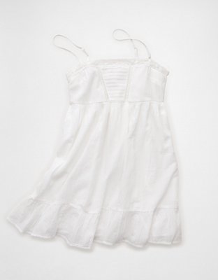 AE Lace Trim Babydoll Mini Dress | American Eagle