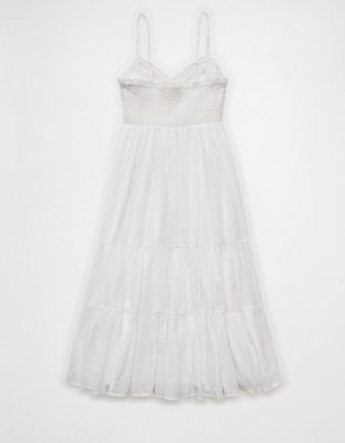 white embroidered dress midi Solea White Floral Embroidered Lace Midi Dress, XL / White
