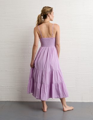 fitted lace wedding dress BACKORDER Gauze Ruffle Midi Dress- Lavender – Nursing Queen main image 1
